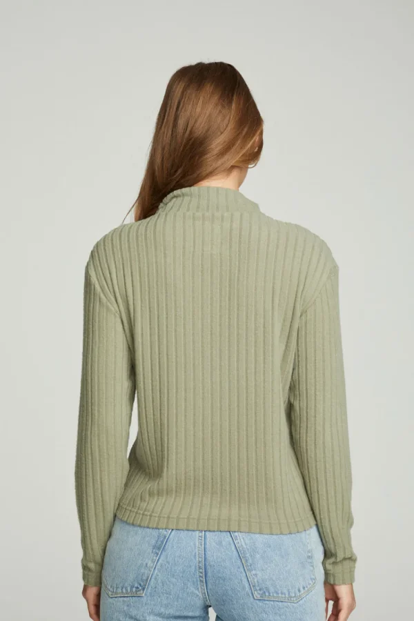 Outlet Zip Up Mock Neck Long Sleeve Pullover Women Tops