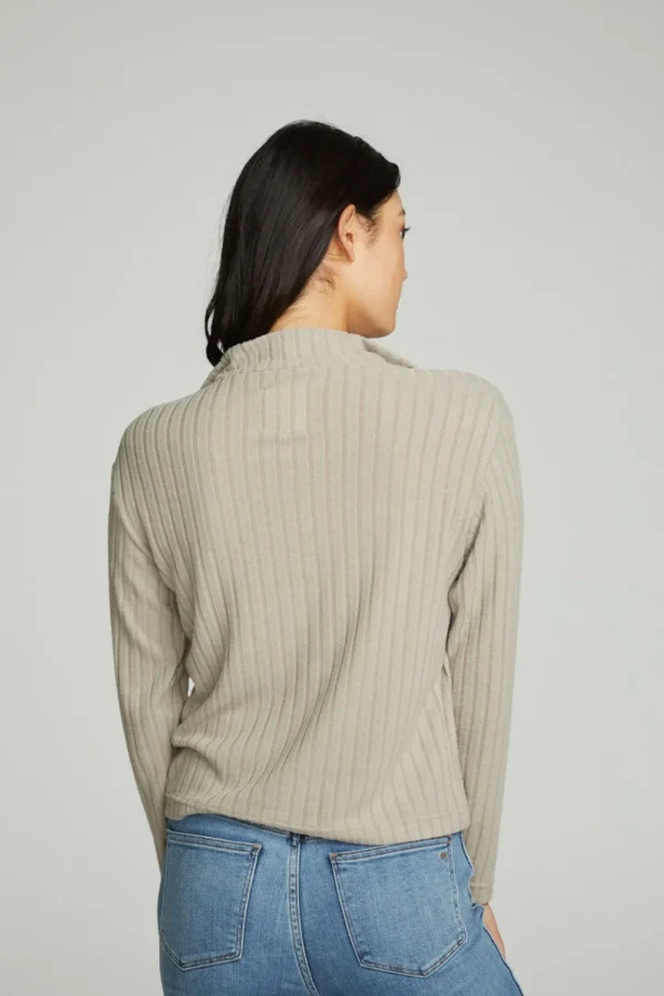 Hot Zip Up Mock Neck Long Sleeve Pullover Women Tops