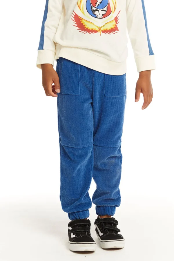 Outlet Zipper Leg Peacock Blue Jogger Kids/BOY Boys