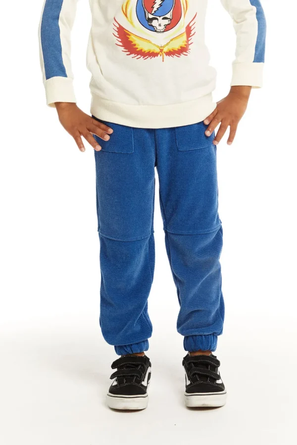 Outlet Zipper Leg Peacock Blue Jogger Kids/BOY Boys