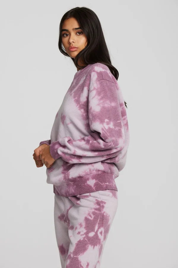 Online Zuma Cotton Terry Crewneck Pullover With Distressed Detail Long Sleeve Women Loungewear | Tops