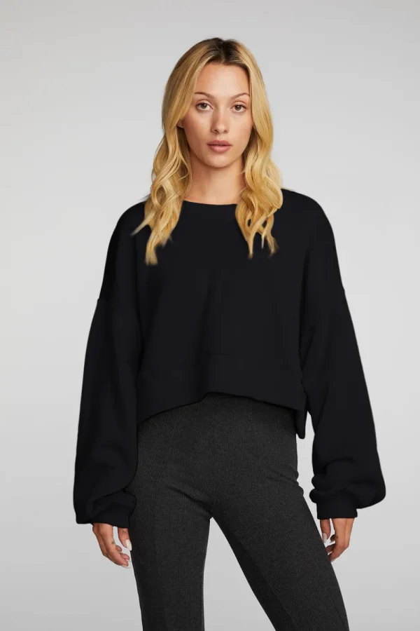 Best Zuma Cotton Terry Cropped Crewneck Pullover Women Loungewear | Tops