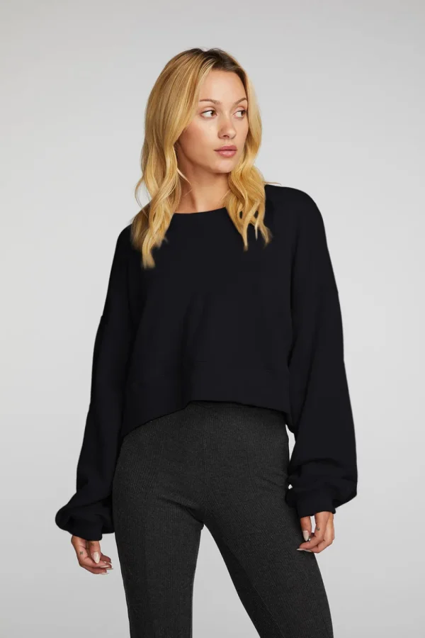 Best Zuma Cotton Terry Cropped Crewneck Pullover Women Loungewear | Tops