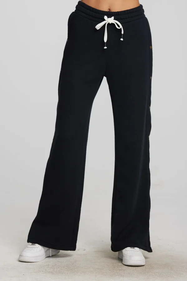 New Zuma Cotton Terry Wide Leg Joggers With Button Side Seam Women Loungewear | Bottoms