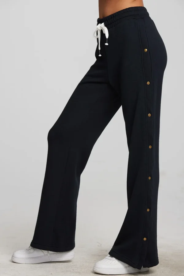 New Zuma Cotton Terry Wide Leg Joggers With Button Side Seam Women Loungewear | Bottoms
