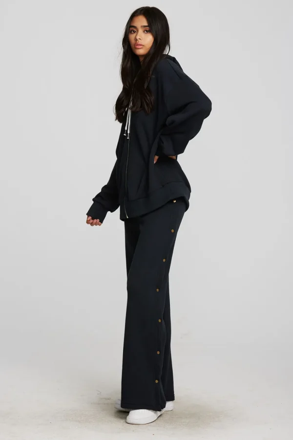 New Zuma Cotton Terry Wide Leg Joggers With Button Side Seam Women Loungewear | Bottoms