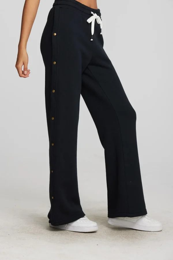 New Zuma Cotton Terry Wide Leg Joggers With Button Side Seam Women Loungewear | Bottoms