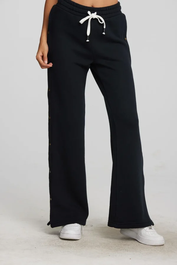 New Zuma Cotton Terry Wide Leg Joggers With Button Side Seam Women Loungewear | Bottoms