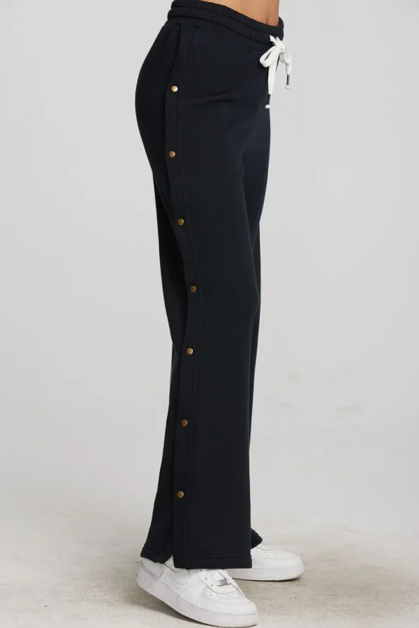 New Zuma Cotton Terry Wide Leg Joggers With Button Side Seam Women Loungewear | Bottoms