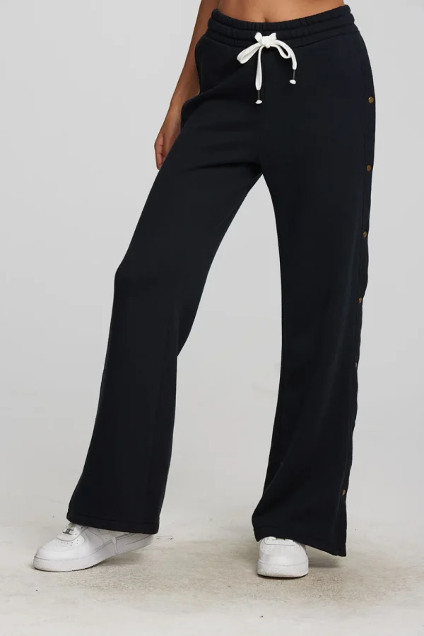 New Zuma Cotton Terry Wide Leg Joggers With Button Side Seam Women Loungewear | Bottoms