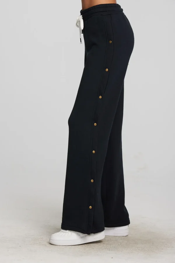 New Zuma Cotton Terry Wide Leg Joggers With Button Side Seam Women Loungewear | Bottoms