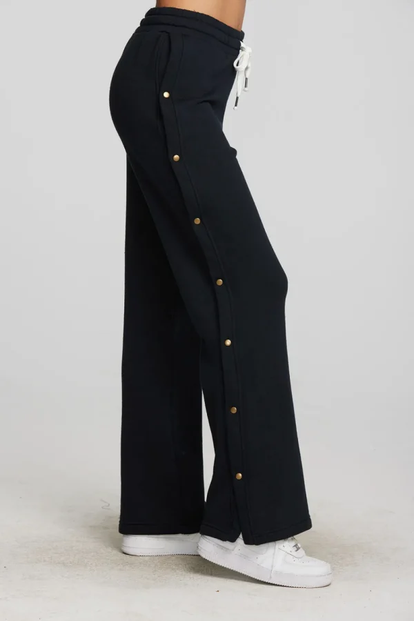 New Zuma Cotton Terry Wide Leg Joggers With Button Side Seam Women Loungewear | Bottoms